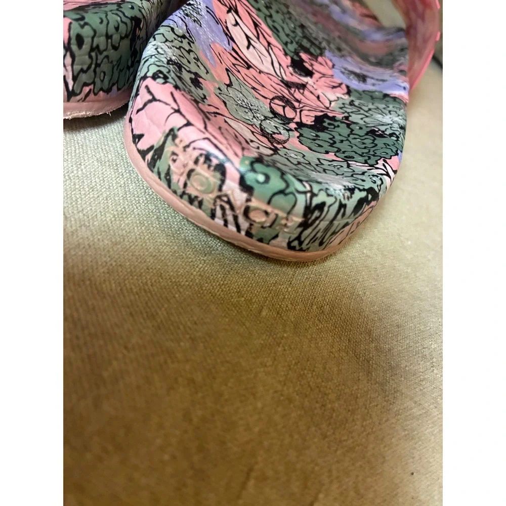 Coach Pink Signature C Floral Print Slide Sandals Womens Size 9